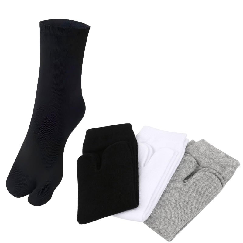 SUNTRADE 3 Pairs Japan Tabi Socks, Split 2 Toe Sandals Ninja Slipper Japanese Kimono - Image 1